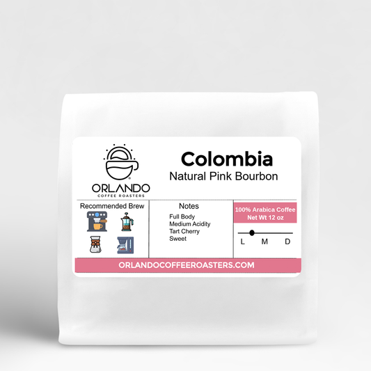 colombia natural pink bourbon 12 ounce bag