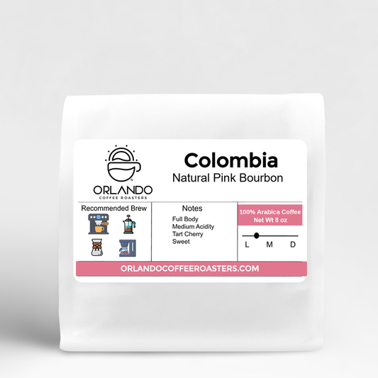 colombia natural pink bourbon 8 ounce bag