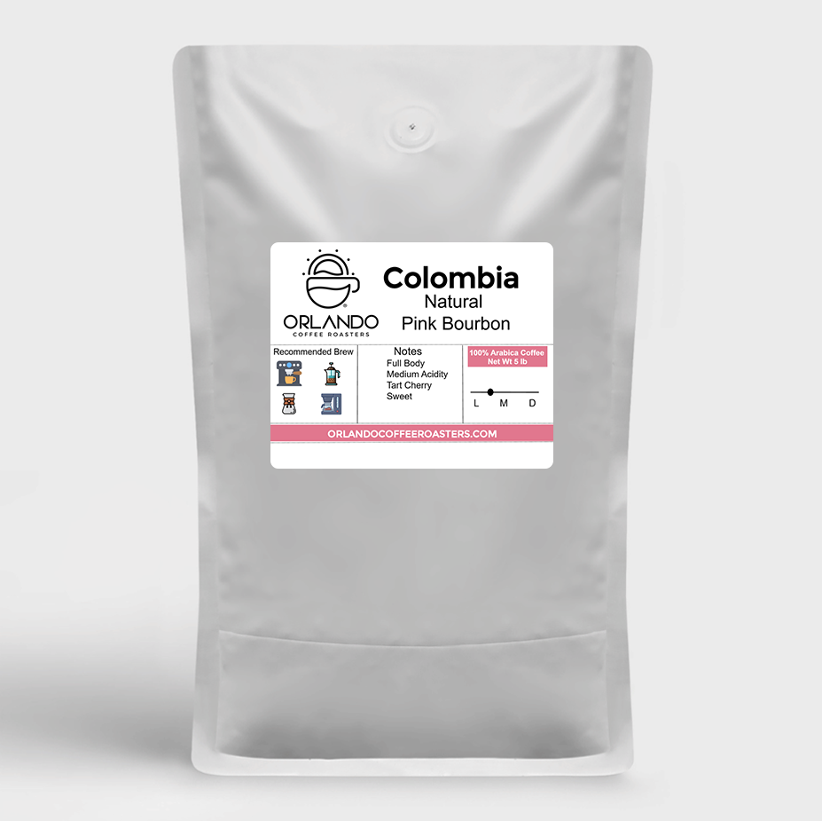 colombia natural pink bourbon 5 pound bag